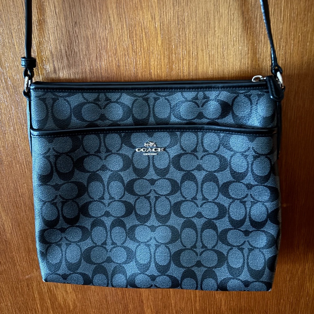 Coach Signature Black and Gray Crossbody Bag - Picture 2 of 6